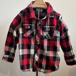 Old Navy Kids Plaid Button-Up Shirt - Red, Black, White